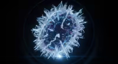 Digitalna ilustracija bakterije Psychrobacter SC65A.3 okružene ledenim kristalima, otkrivene u rumunjskoj špilji Scărișoara